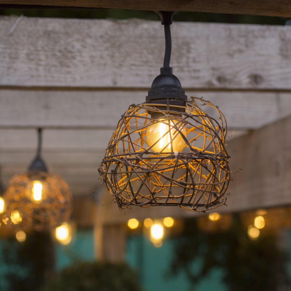 8606-G33-60L-P - Guirlande 6m 8xE27 Rattan Ball + prise