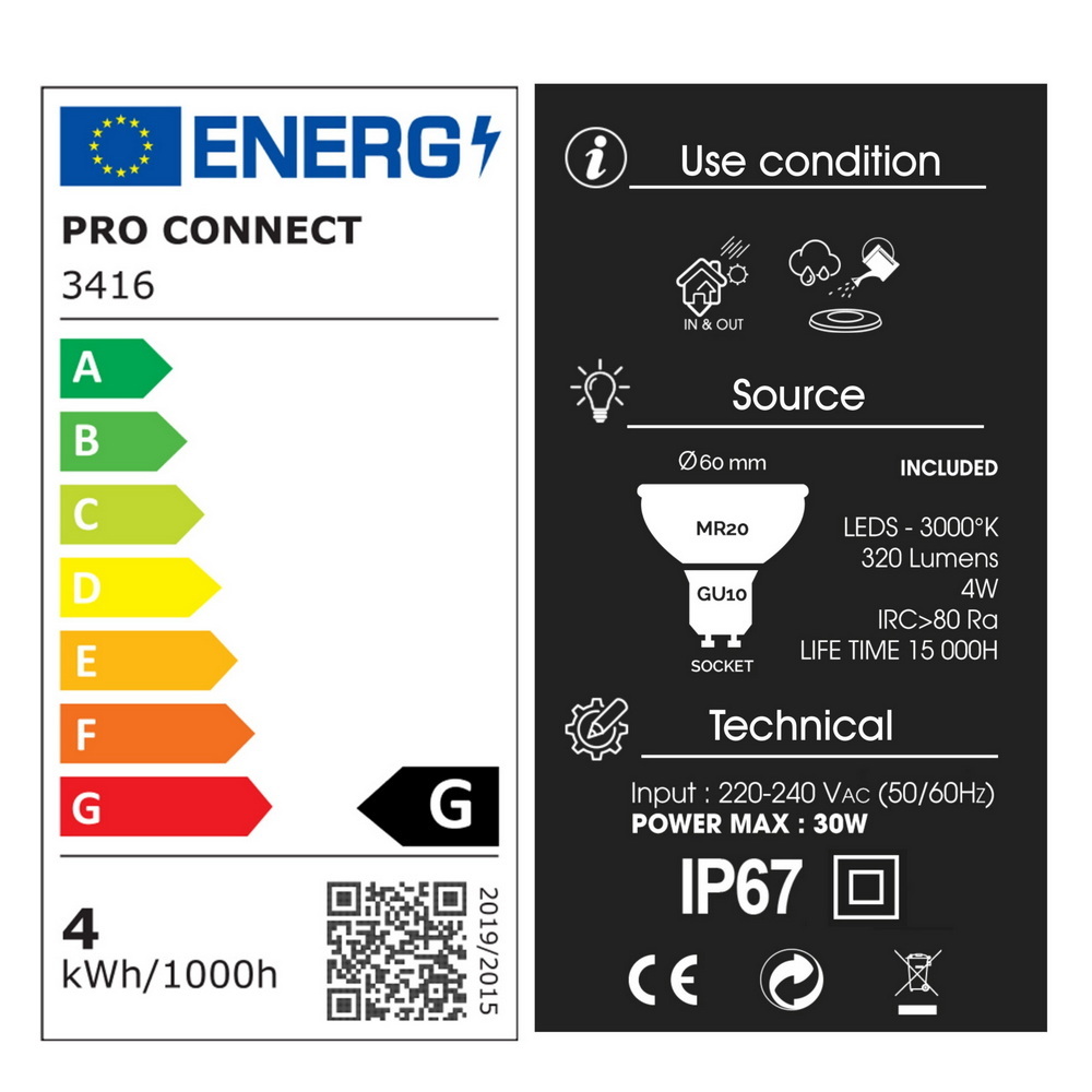3416 - Projecteur Noir Alu TARGET10 - 4W - 3000°K