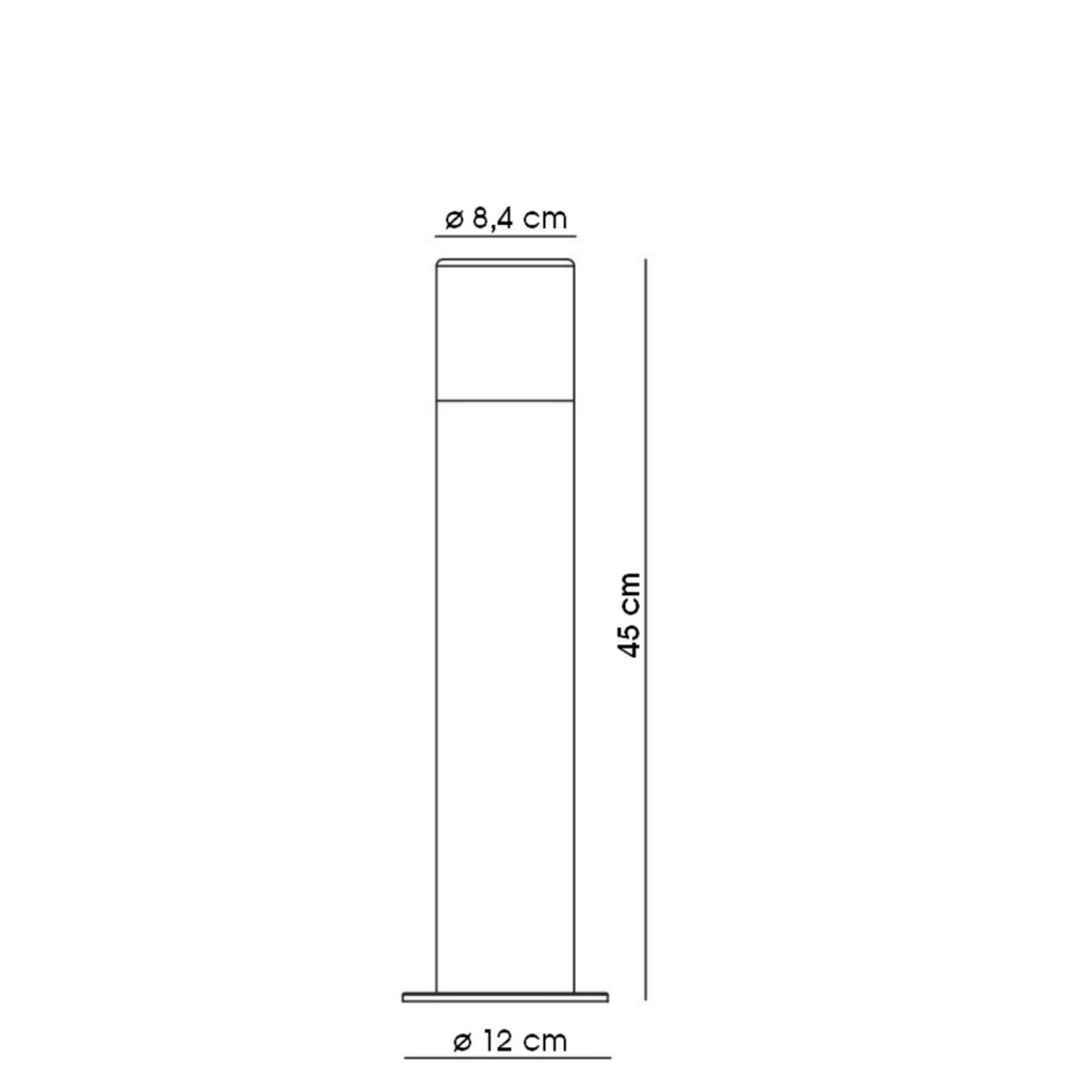 4223 - Borne Noire ZEN, Ø 7,6cm + Piquet Ht 45cm