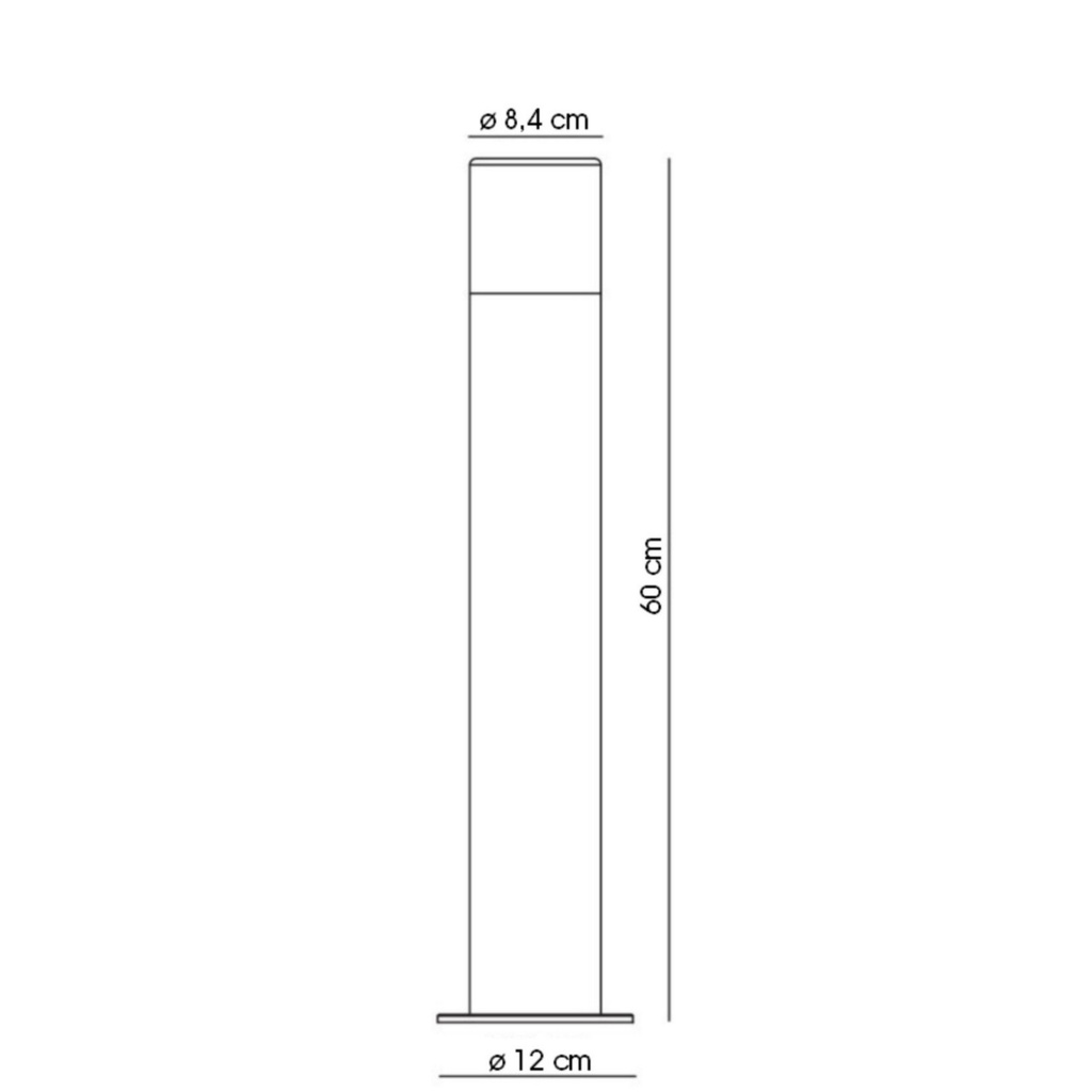 4224 - Borne Noire ZEN, Ø 7,6cm + Piquet Ht 60cm