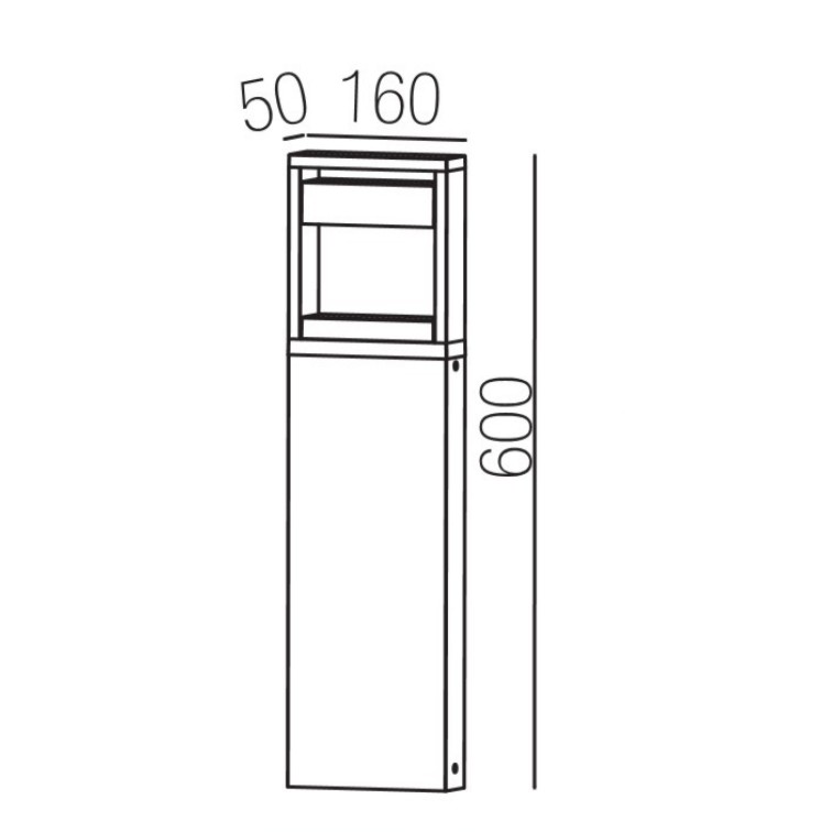 4424 - Borne Noire  16 x 5 x Ht 60cm - Angle directionnel