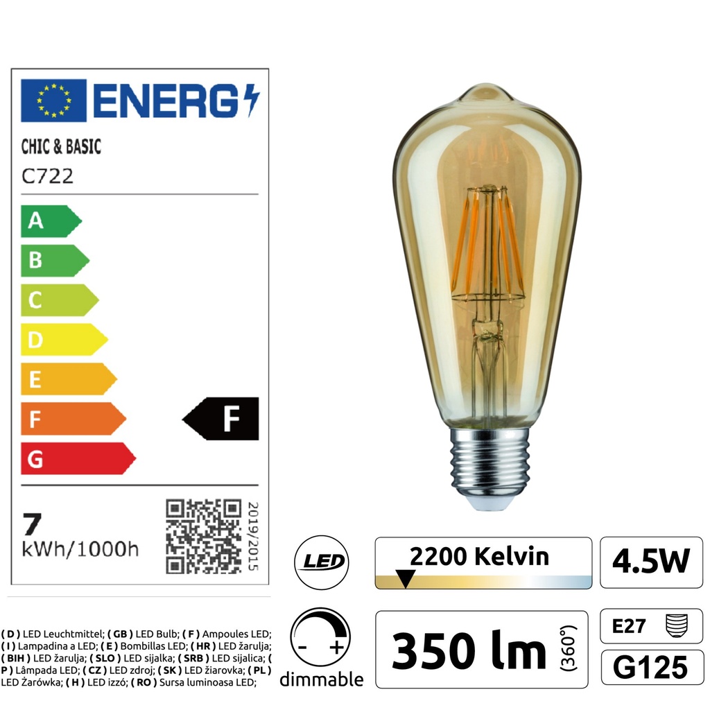 8502-G46 - Guirl. 1,5m 3xE27/ST64 Fil 2200K