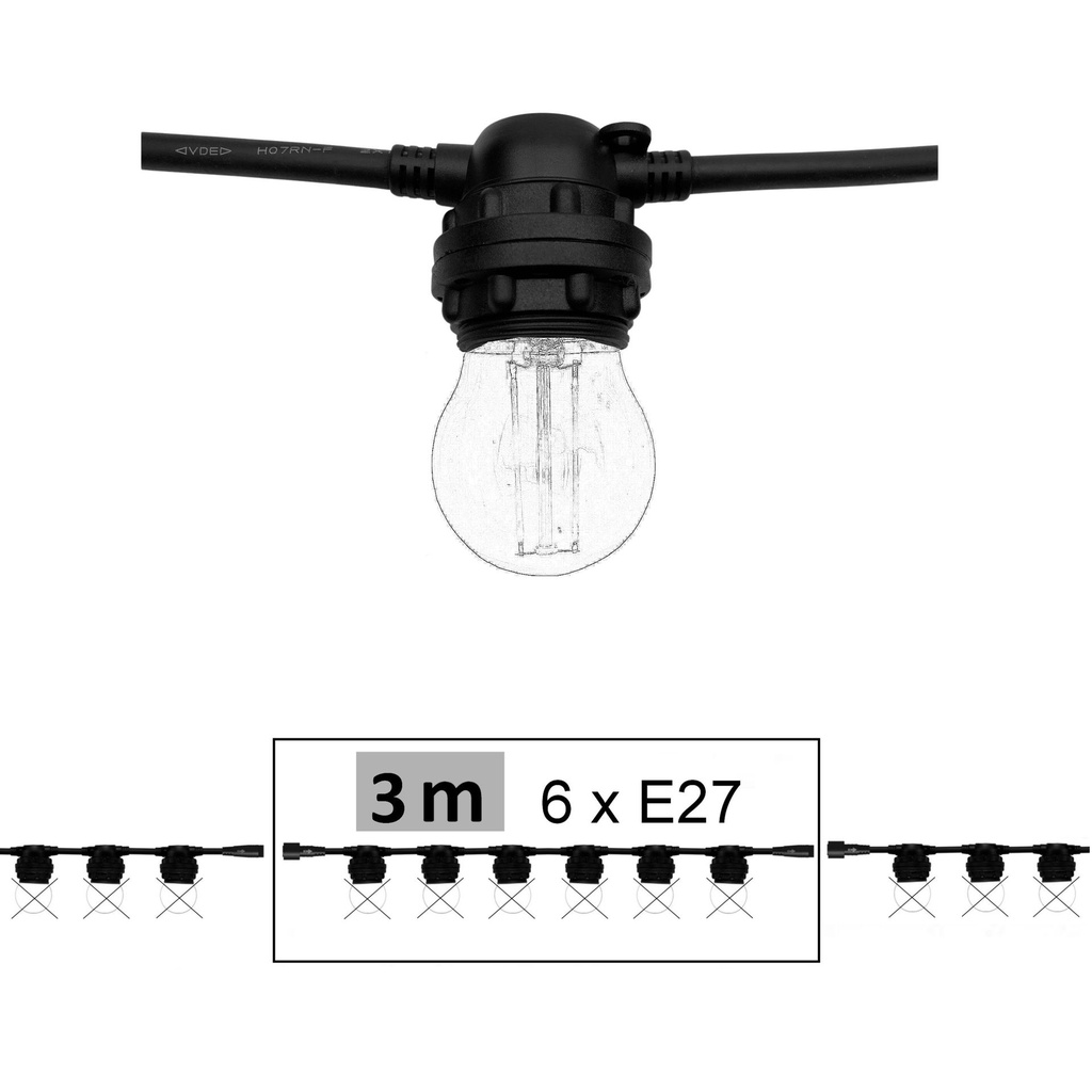 8503-G40 - Guirl. 3m 6xE27/G45 Fil 3000K