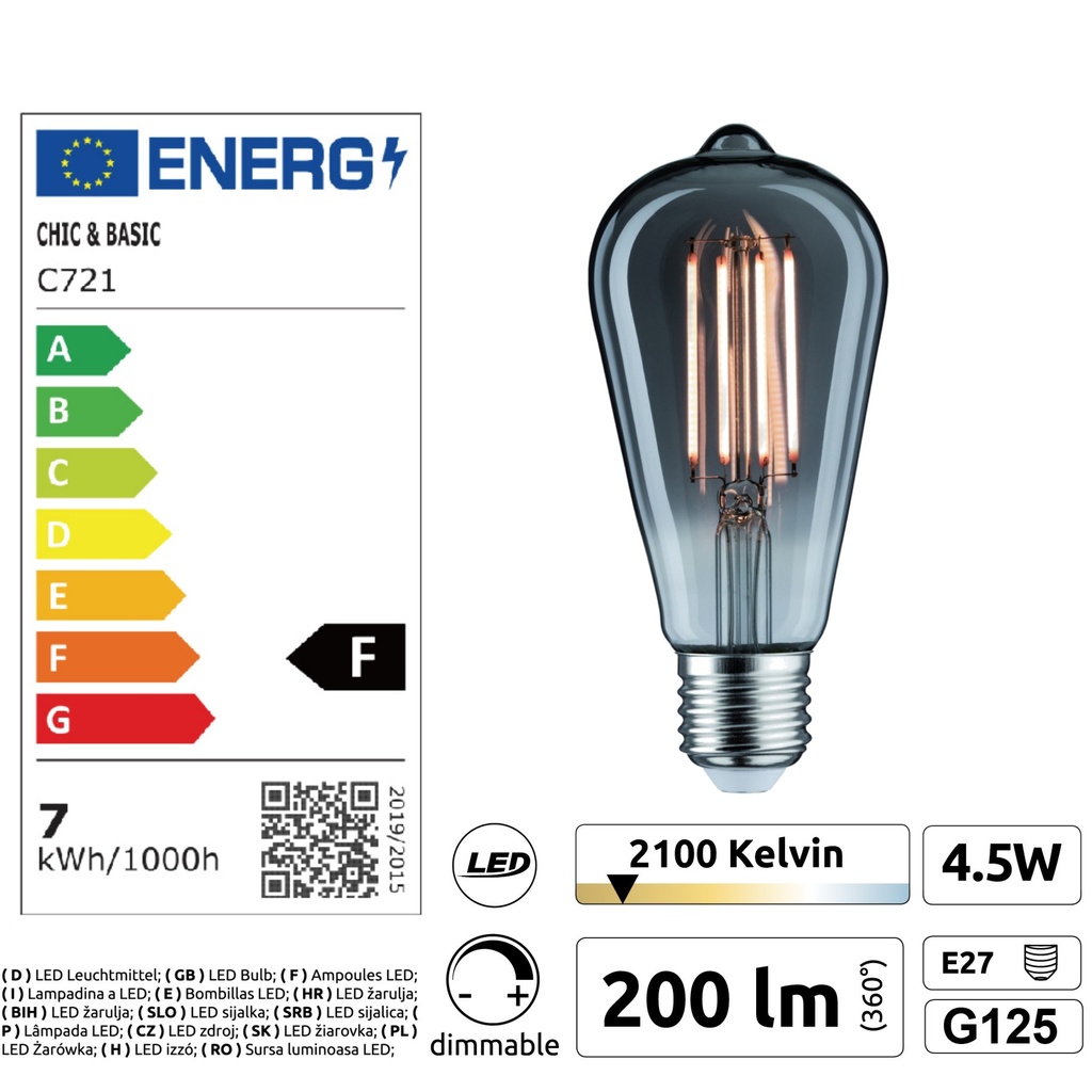 8603-C721 - Guirlande (Extension) 3m 4xE27/ST64 Fil 2100K
