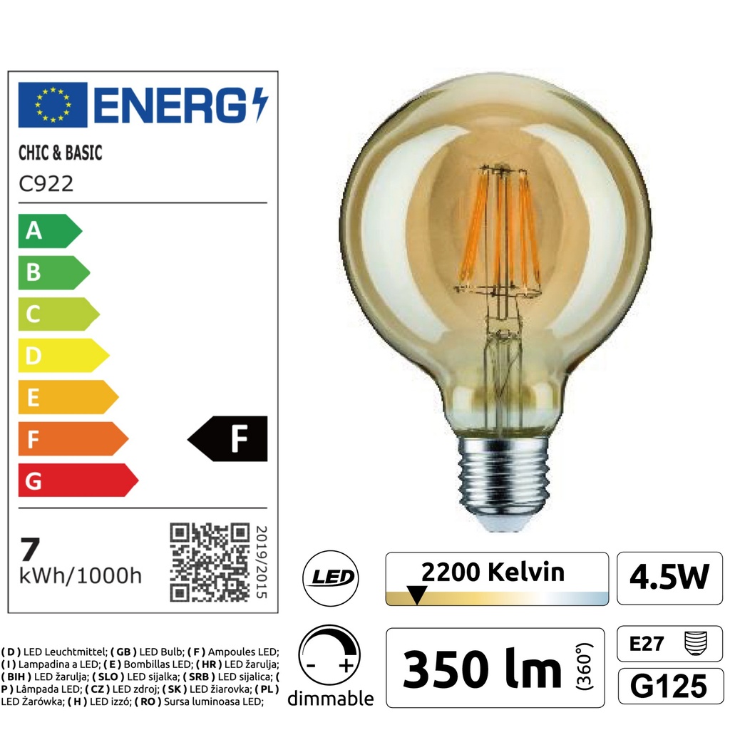 8603-C922 - Guirlande (Extension) 3m 4xE27/G125 Fil 2200K