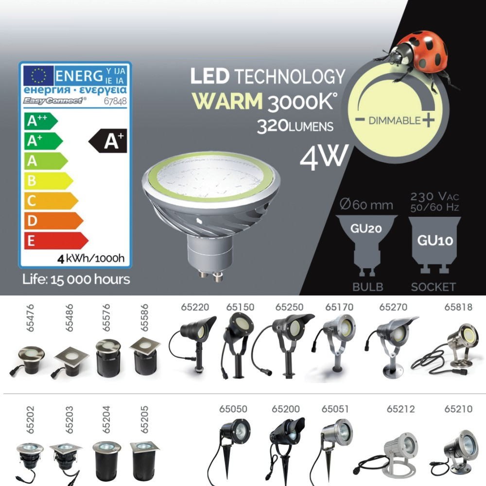 B426 - MR20/GU10 DIM 3000K 320Lm 4W