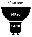 B526 - MR20/GU10 DIM 3000K 520Lm 6,5W