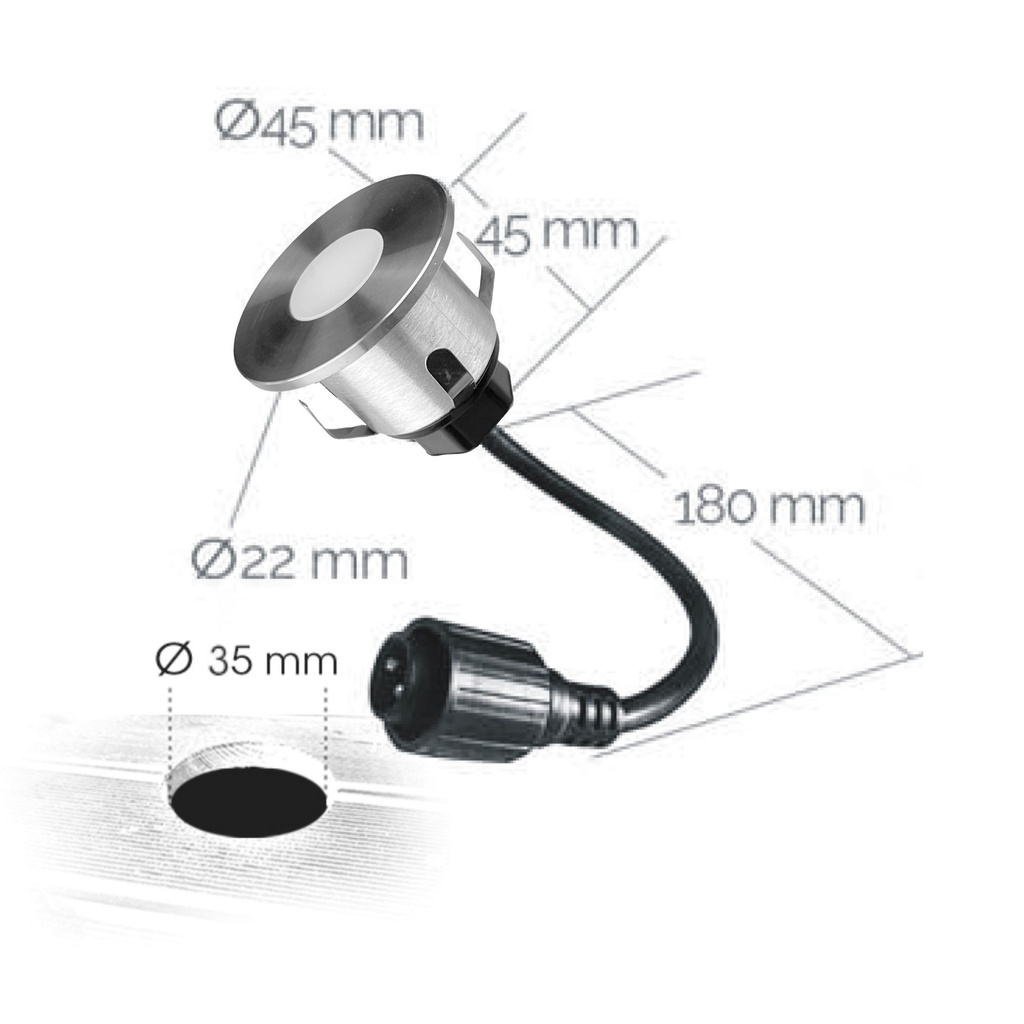 2026 - 6 Spots encastrés pour bois Ø4.5cm - 3000°K