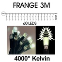 9542 - EXTENSION - Frange courte 60 LEDS (Flash) - L 3 m x H 40 cm -  Fil Noir - Blanc Chaud 4000°K