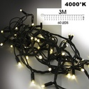 EXTENSION - Frange courte 60 LEDS (Flash) - L 3 m x H 40 cm -  Fil Noir - Blanc Chaud 4000°K