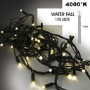9572 - EXTENSION - Water Fall 120 LEDS (Progressif) - Ht. 1,80 m x 20 cm -  Fil Noir - Blanc Chaud 4000°K
