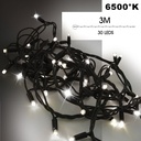 9513 - EXTENSION - Guirlande 30 LEDS (Flash) - 3 m - Fil Noir - Blanc Chaud 6500°K