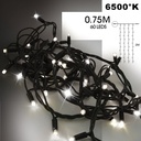9553 - EXTENSION - Rideau long 60 LEDS (Flash) - Larg. 0,75m x Ht 200cm - Fil Noir - Blanc Chaud 6500°K
