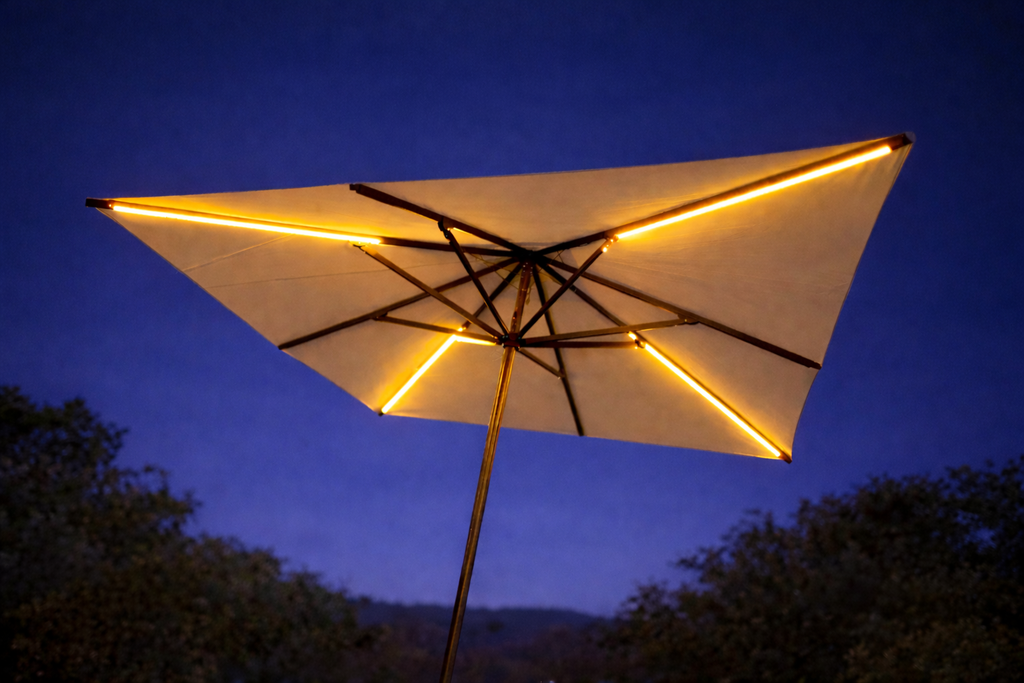 PRO Sonnenschirm-Beleuchtungsset: 4x LED-Streifen 1,1 m (4x750 Lumen)