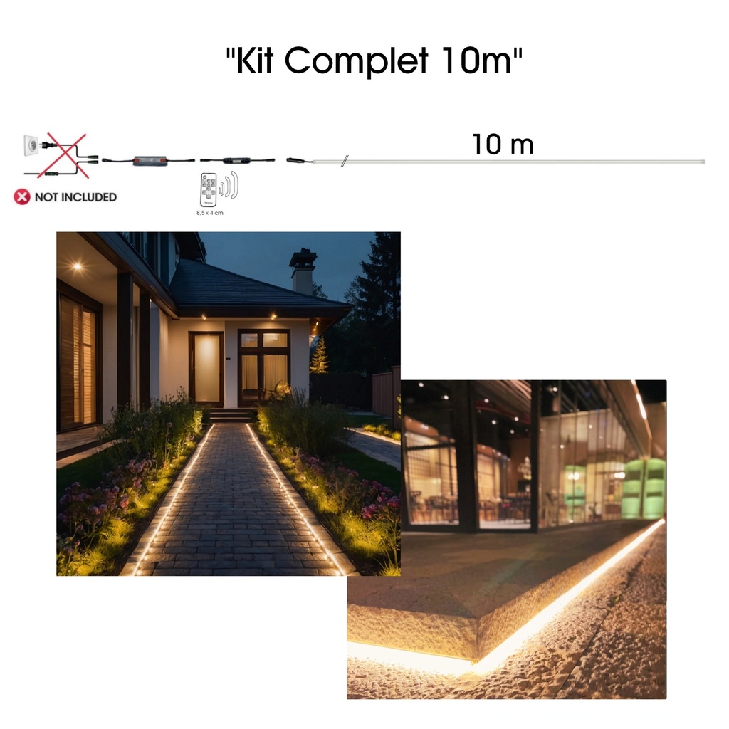 1064 - Kit de tiras de luces de silicona de 10 m