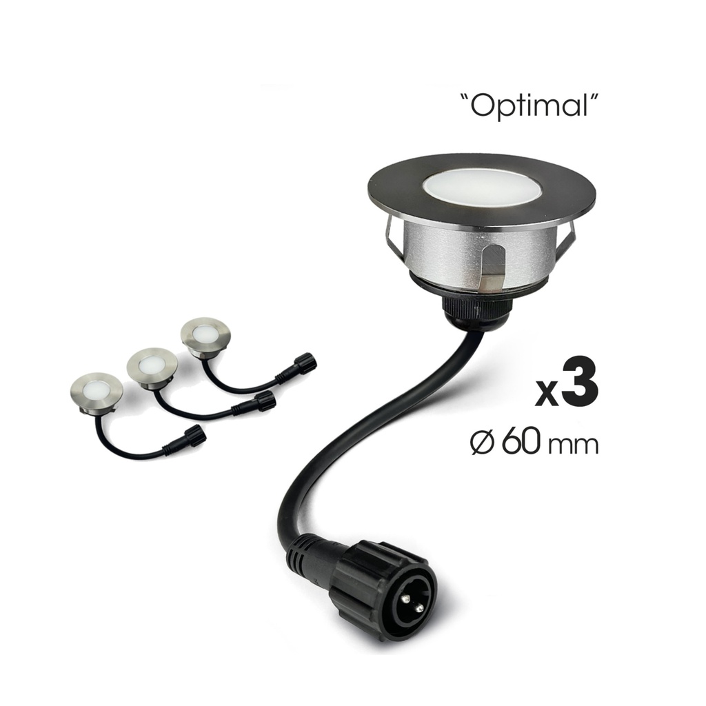 2036 - 3 Recessed spotlights for wood Ø6cm - 3000°K