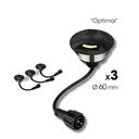 2036-D313 - 3 recessed wooden spotlights Ø6cm black - 3 windows
