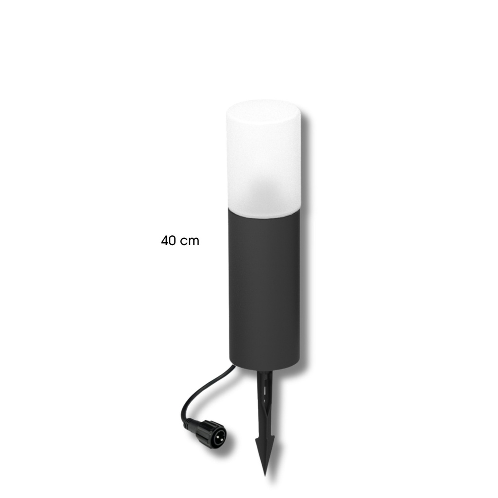 4233 - Borne Noire Ø 11,4cm + Piquet Ht 40cm