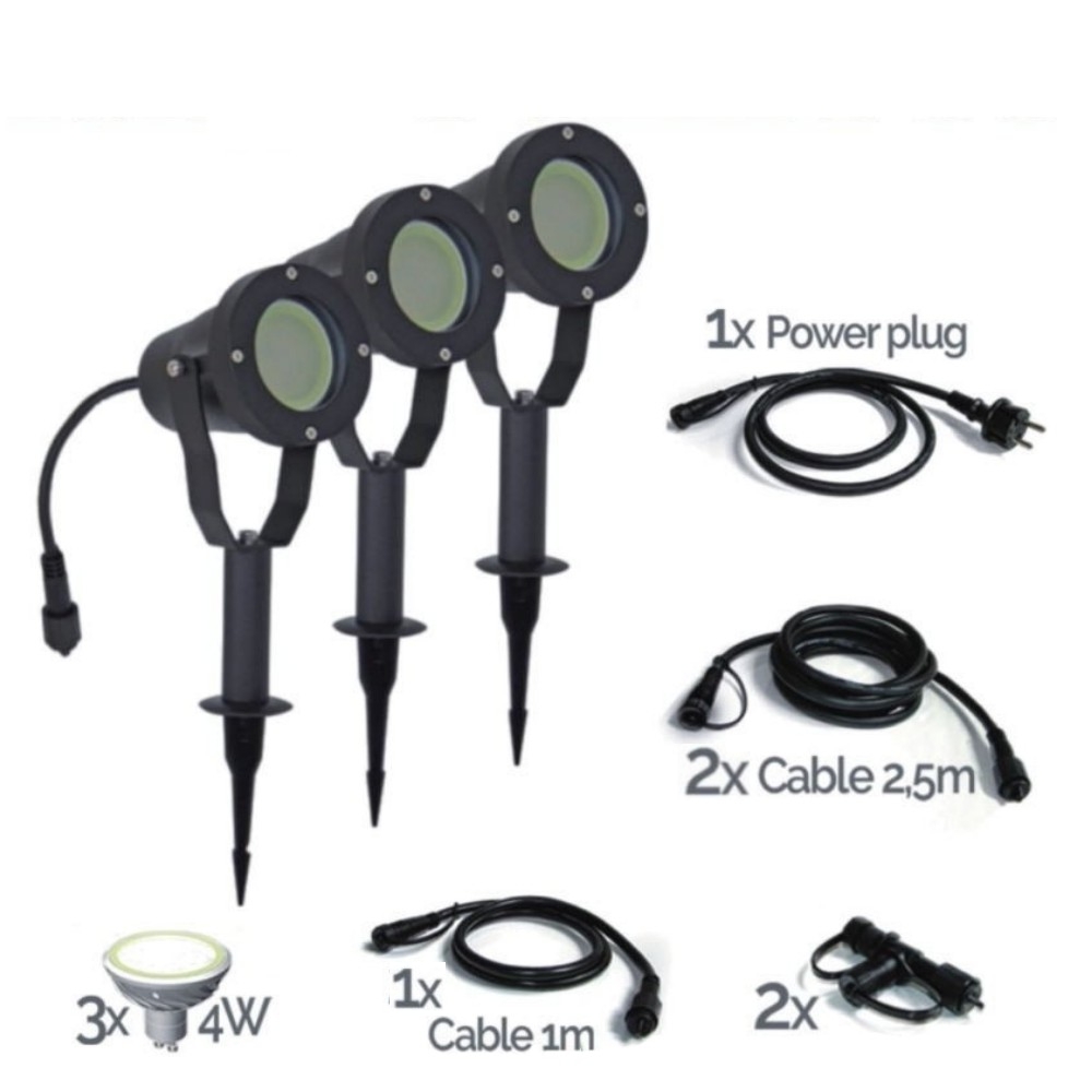 3416-Set3 - JUEGO de 3 focos de aluminio negro TARGET10 - 4 W