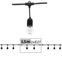 Guirlande BISTRO 1,5 m - 2xE27, Raccordable jusqu'à 300m (Vendu sans ampoules)G602 - EXTENSION - Guirlande BISTRO 1,5m 2xE27