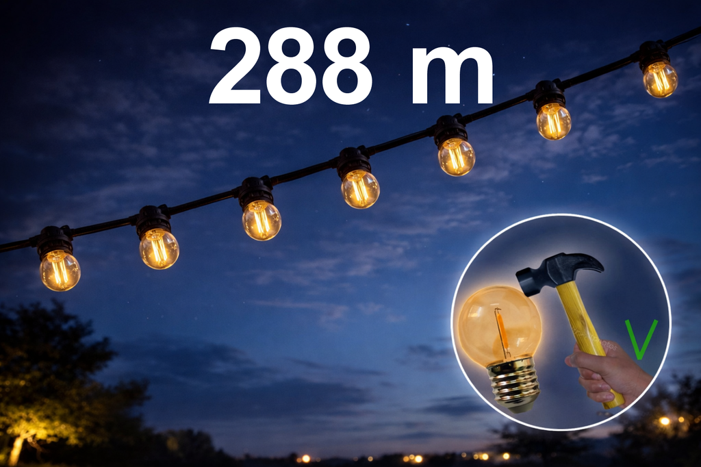 Guirlande 288m TEMPEST (Ampoules incassables) 576xE27/G45 LED 1W - 1700K