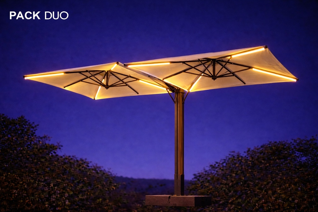 Kit de Iluminação para Guarda-Sol DUO: 8 Fitas LED de 1,1m (8x750 Lumens)