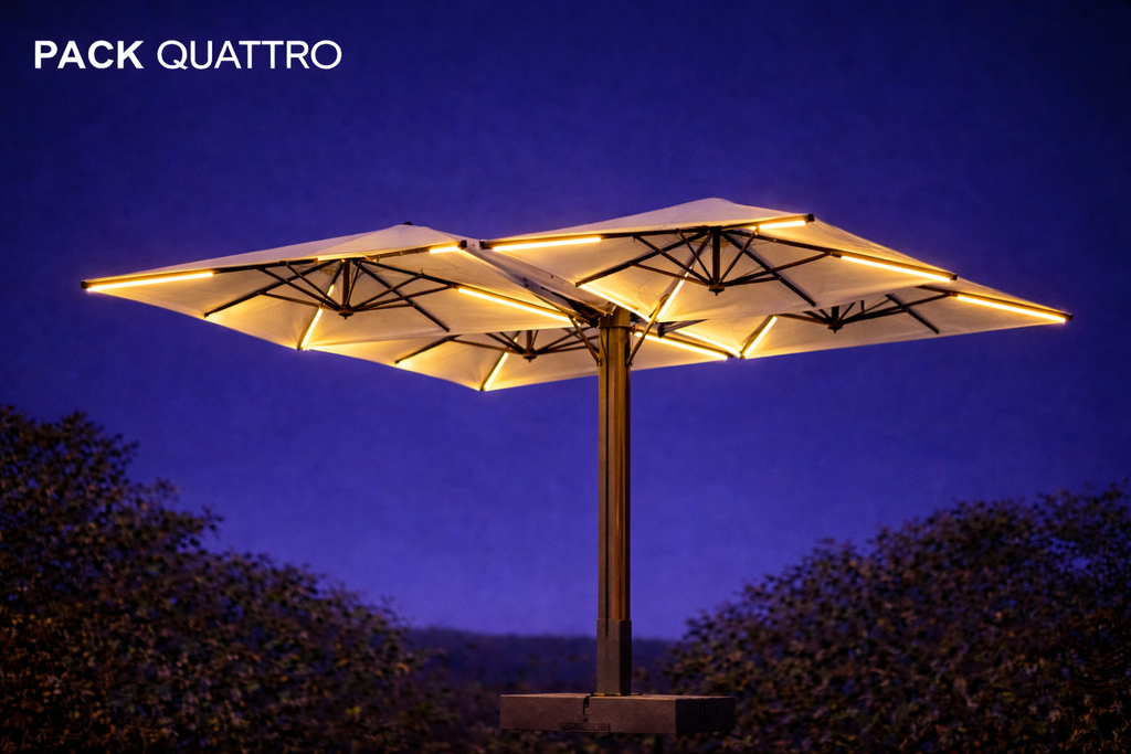 QUATTRO Sonnenschirm-Beleuchtungsset: 16 x 1,1 m LED-Streifen (16 x 750 Lumen)