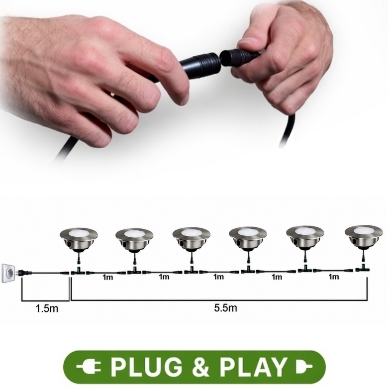 Kit 6 Spots encastrés pour bois Ø6cm - 3000°K + Accessoires
