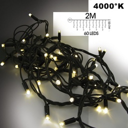 [9532] 9532 - EXTENSION - Stalactite 60 LEDS (Flash) - L 2 m x H 55 cm -  Fil Noir - Blanc Chaud 4000°K