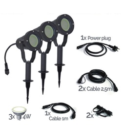 [3416-Set3] 3416-Set3 - SET di 3 faretti TARGET10 in alluminio nero - 4W