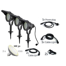 [3636-Set3] Z-3636-Set3 - CONJUNTO de 3 Focos em Alumínio Preto TARGET 30 - 10W