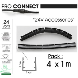 [F640] Profil Alu Noir pour Bandeaux Led (10x1m+Jonctions) (copie)