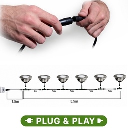[2036-Set6] Kit com 6 spots embutidos para madeira Ø6cm - 3000°K + Acessórios